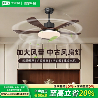 2025新款餐厅吊扇灯中古风灯具客