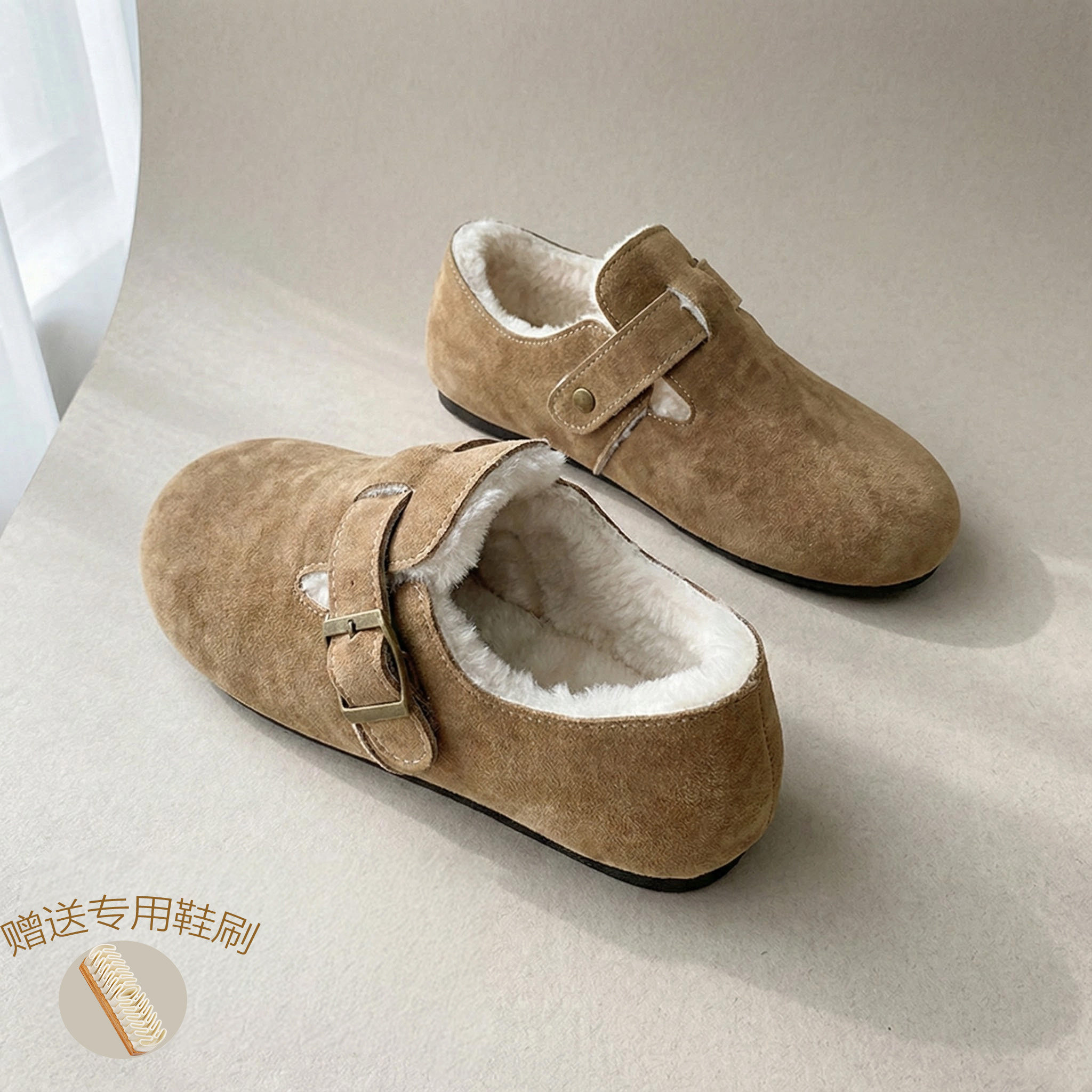 加绒勃肯鞋女款「3cm搭扣雪花绒」扣带软底新款冬季保暖全包棉鞋,女鞋,勃肯鞋/软木鞋,淘宝优惠券,粉丝福利购,淘宝优惠卷