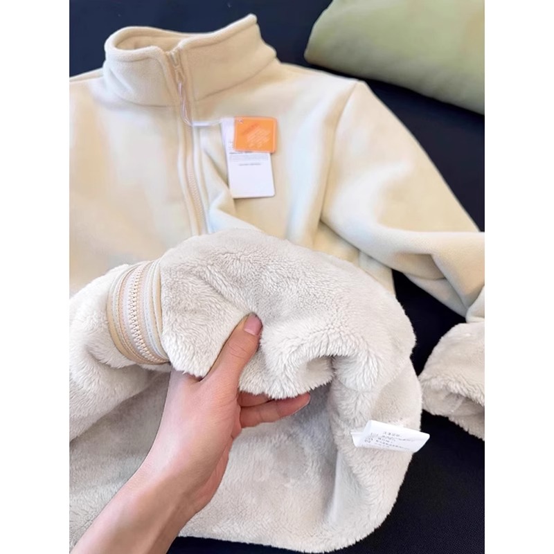 摇粒绒外套冲锋衣内胆校服内搭神器女秋冬季2025新款抓绒卫衣加绒