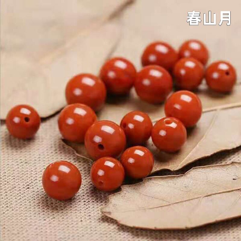 散珠柿子红玛瑙圆珠手串多宝手链隔珠佛珠配饰