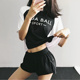 休闲宽松罩衫 夏天 短袖 速干 健身运动跑步 网眼透明 T恤 字母 女