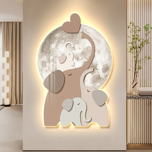 轻奢入户玄关装饰画创意造型过道墙上挂画走廊尽头高档灯画寓意好