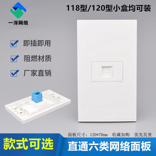 118/120型直通千兆六类网线面板