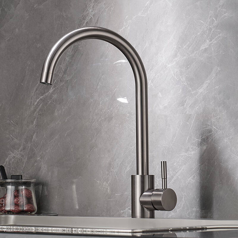 摩豪（Mohao）枪灰色冷热厨房龙头304不锈钢可旋转洗碗盆水槽洗菜