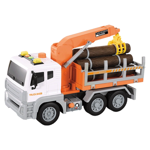 儿童早教玩具唱歌讲故事能打气的木材运输车载木车自卸车清障卡车