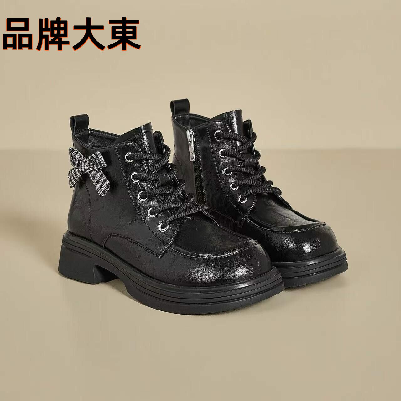 秋冬轻便马丁靴显瘦厚底圆头短靴