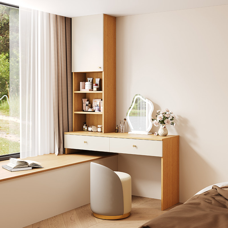 实木飘窗柜化妆桌卧室一体靠墙小户型书桌收纳床边柜夹缝柜可定制,住宅家具,飘窗柜,淘宝优惠券,粉丝福利购,淘宝优惠卷