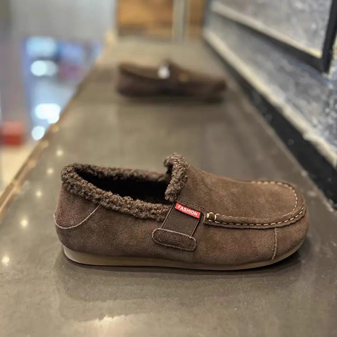 男鞋2025冬季新款加绒保暖一脚蹬豆豆鞋软底透气开车鞋真皮棉瓢鞋,流行男鞋,乐福鞋（豆豆鞋）,淘宝优惠券,粉丝福利购,淘宝优惠卷