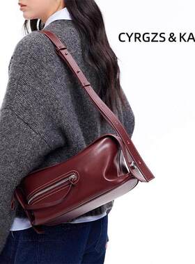 斜挎包女2026新款红色包包轻奢小众高级感单肩包手提包女包枕头包