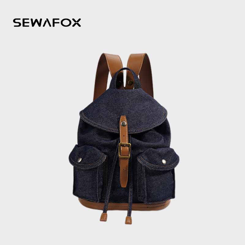 牛仔双肩包2026新款女士设计感小众原创高级感旅游轻便帆布小背包