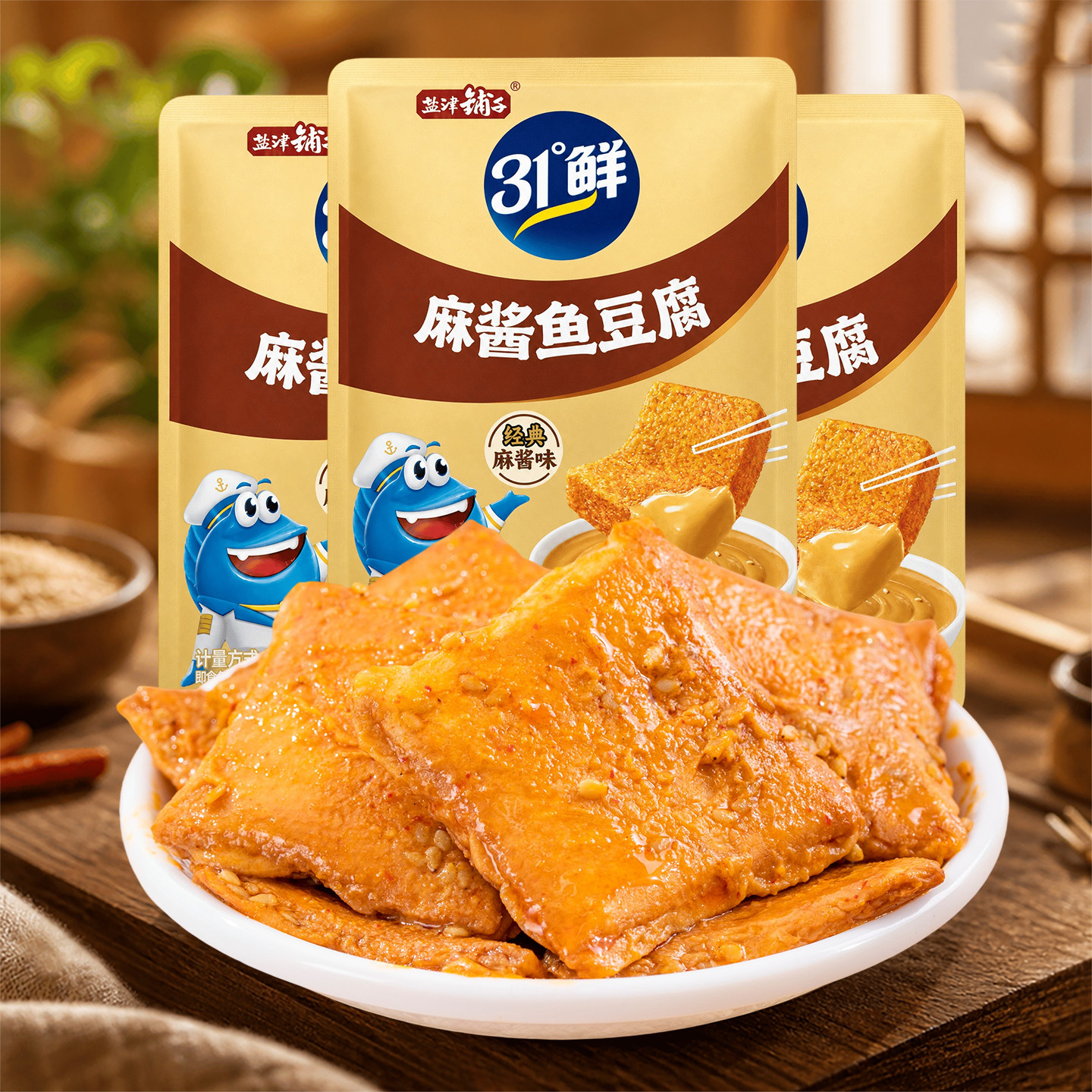 盐津铺子鲜麻酱鱼豆腐31度鲜豆腐干解馋麻酱豆干零食休闲小吃散装