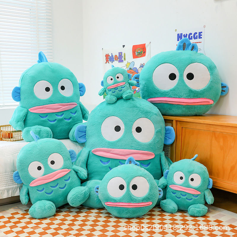 2025新款跨境呆萌丑鱼汉顿毛绒抱枕玩偶公仔可爱卧室装饰枕头