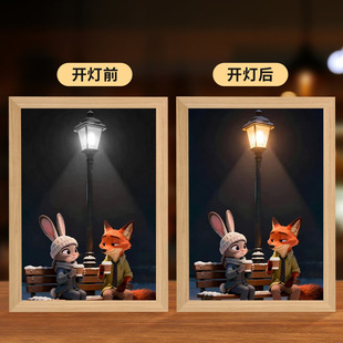 疯狂动物城灯光画小夜灯客厅卧室装饰画桌搭礼物摆件送礼物送朋友