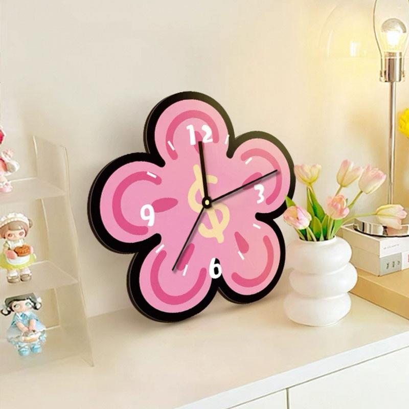 有钱花时钟左右摇晃摆动创意多巴胺花朵家用静音挂墙钟表2025新
