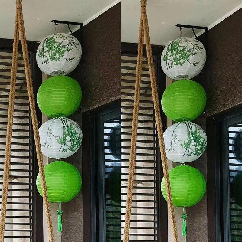 吊灯新中式手绘玄关过道灯笼餐厅酒楼手工布艺铁艺庭院茶楼橄榄