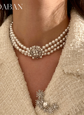 西大班澳白choker颈链多层项链