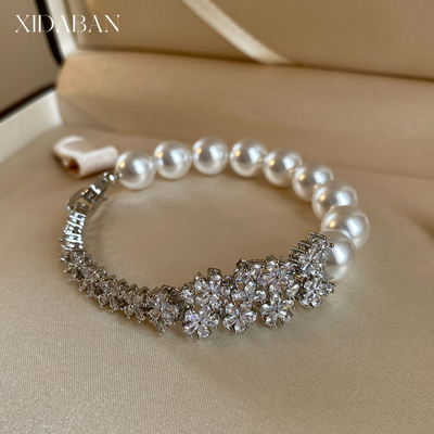 西大班五花镶钻珍珠手链