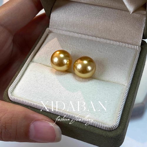 西大班南洋金珠色施家珍珠耳饰女