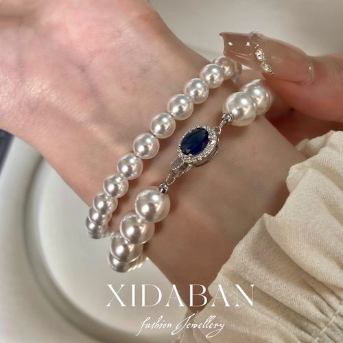 蓝宝石扣手饰西大班952银轻奢