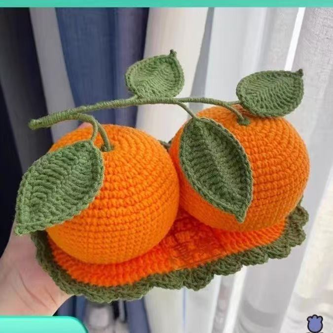 大吉大利手工编织车载客厅摆件新年入宅好礼物DIY手织仿真橘饰品