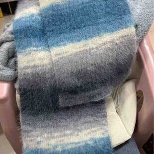 十刻雪宝同款围巾手工编织diy材料包长毛渐变毛线墨染山水送男友