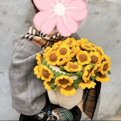 diy向日葵花束毯子材料包手工毛线钩织毯子变花束毕业创意礼物