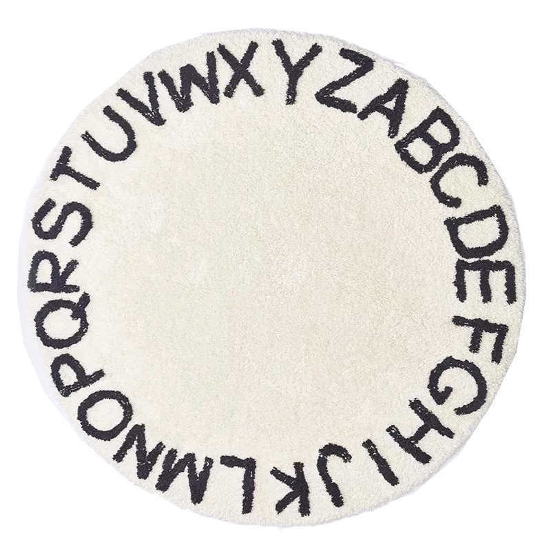 地垫字母纯棉圆形地爬行角垫柔垫儿童房游戏帐篷毛绒超读书垫地毯