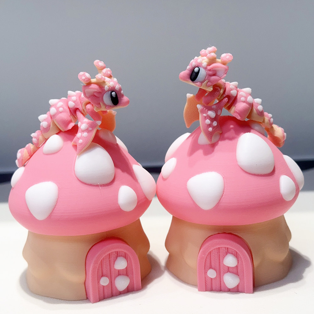 3D打印可爱呆萌蘑菇龙+蘑菇屋塑料玩具桌面装饰雕塑摆件节日礼物,玩具/童车/益智/积木/模型,创意/整蛊玩具,淘宝优惠券,粉丝福利购,淘宝优惠卷