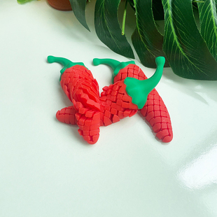 3D打印切刀红色辣椒模型可摆动的塑料玩具创意桌面装饰雕塑摆件