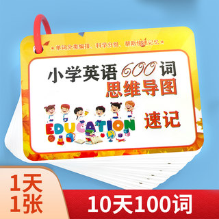 小学英语词汇思维导图英语词根词缀快速记忆600单词卡片闪手卡