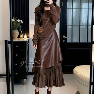冬装穿搭一整套独特减龄漂亮巨好看的富家千金小洋装连身裙子套装