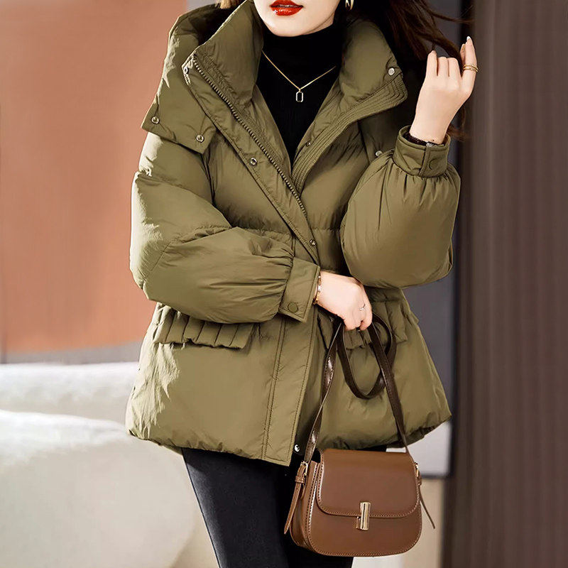 短版羽绒衣女冬2024新款小个子高端时尚韩系加厚白鸭绒面包服外套