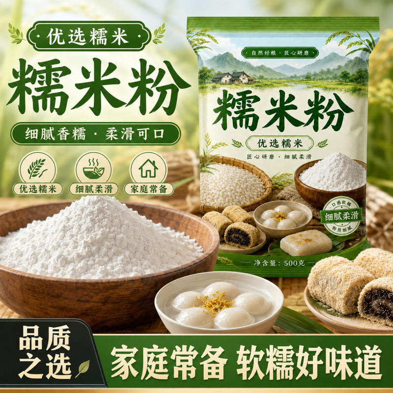 纯水磨糯米粉家用汤圆粉批发冰皮月饼原料江米粉雪媚娘烘焙原料