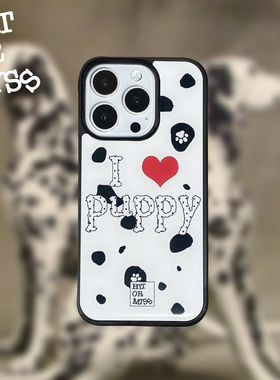 HIT OR MISS小狗斑点puppy love立体滴胶手机壳 iPhone13/14/15promax原创设计小众ins可爱韩风手机壳