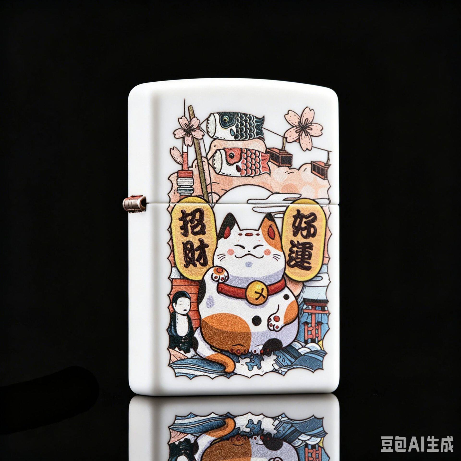 Zipo打火机芝宝正品彩印白哑漆招财猫煤油国潮送男朋友礼物
