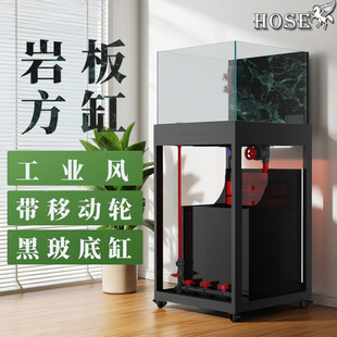 赫希工业风溪流缸水族箱玻璃下过滤水草缸原生极窄溢流兰寿鱼缸