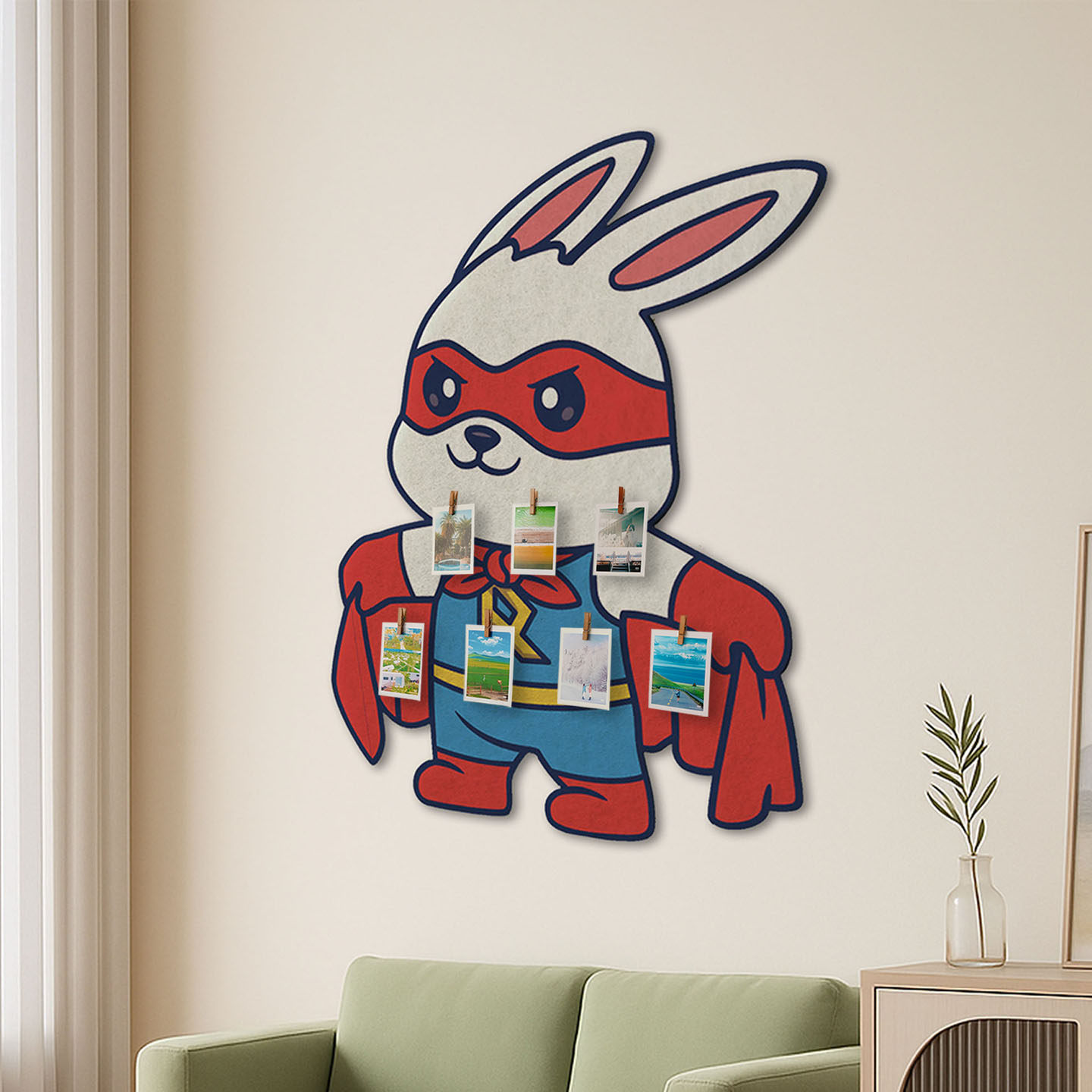 超级英雄兔子毛毡照片墙儿童房墙面装饰创意留言板卧室展示板墙贴,家居饰品,软装墙贴,淘宝优惠券,粉丝福利购,淘宝优惠卷