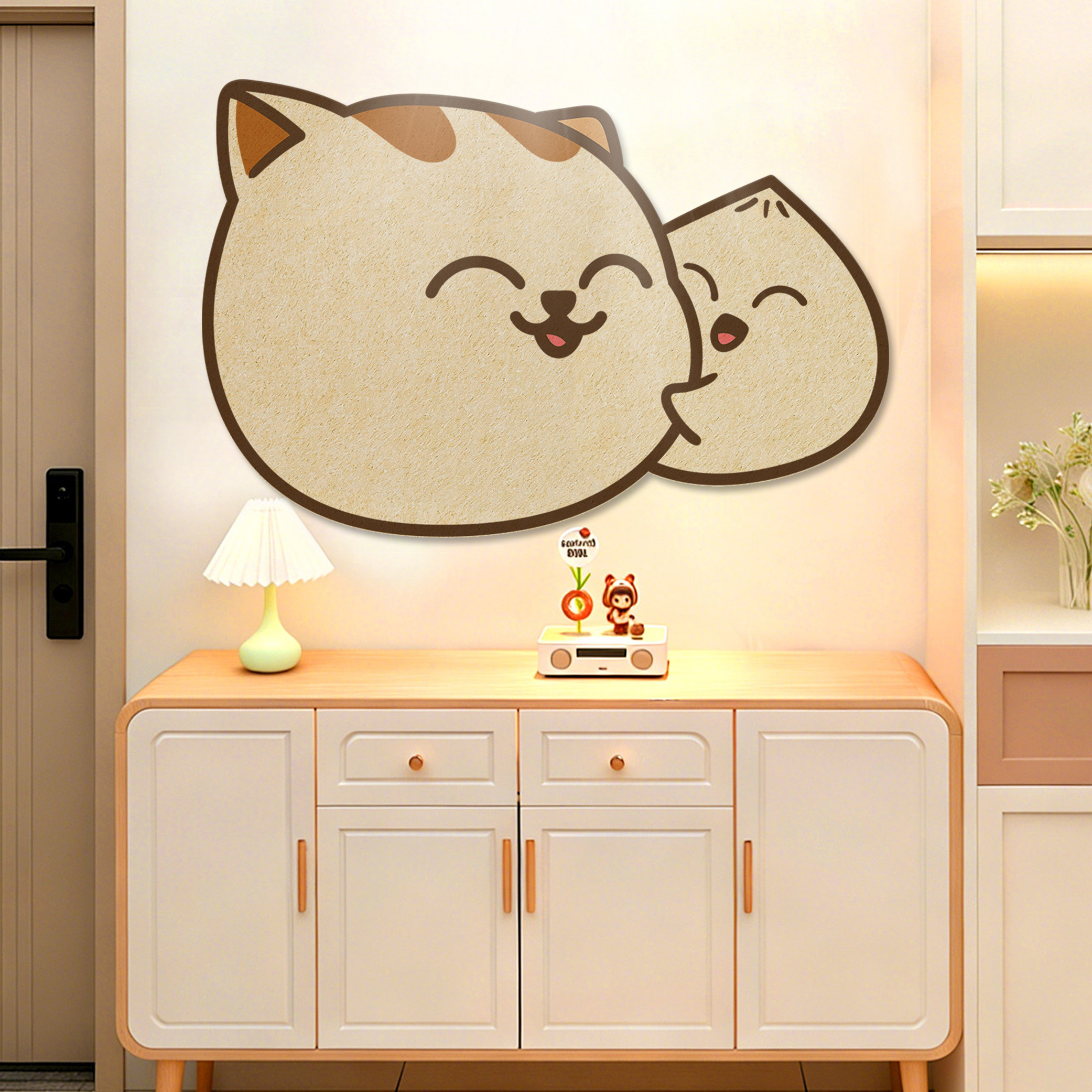 奶油风猫咪毛毡板墙贴立体可爱背景板沙发墙收纳相册墙免打孔自粘