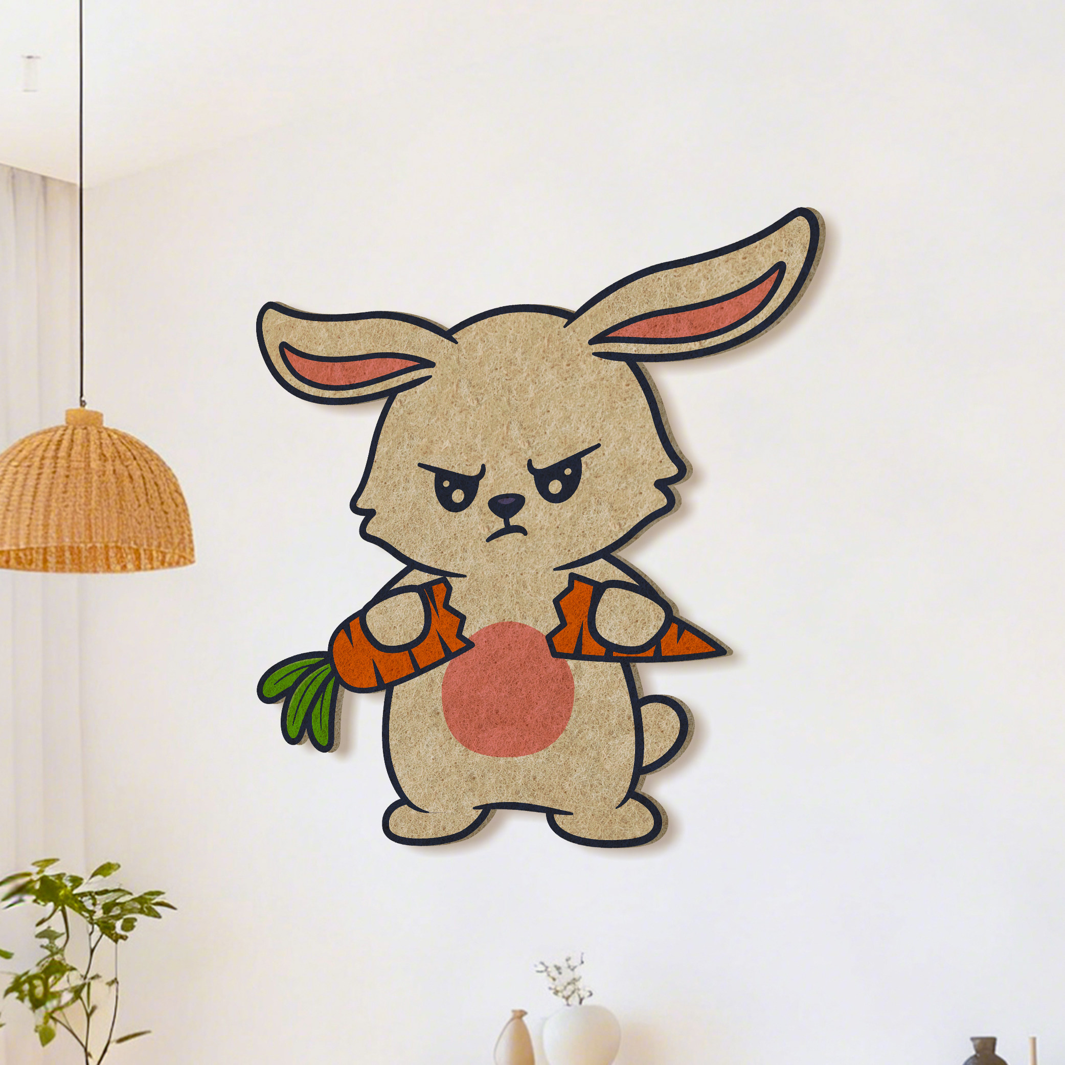 可爱愤怒兔子毛毡板墙面装饰立体墙贴儿童房卧室床头照片墙免打孔,家居饰品,软装墙贴,淘宝优惠券,粉丝福利购,淘宝优惠卷