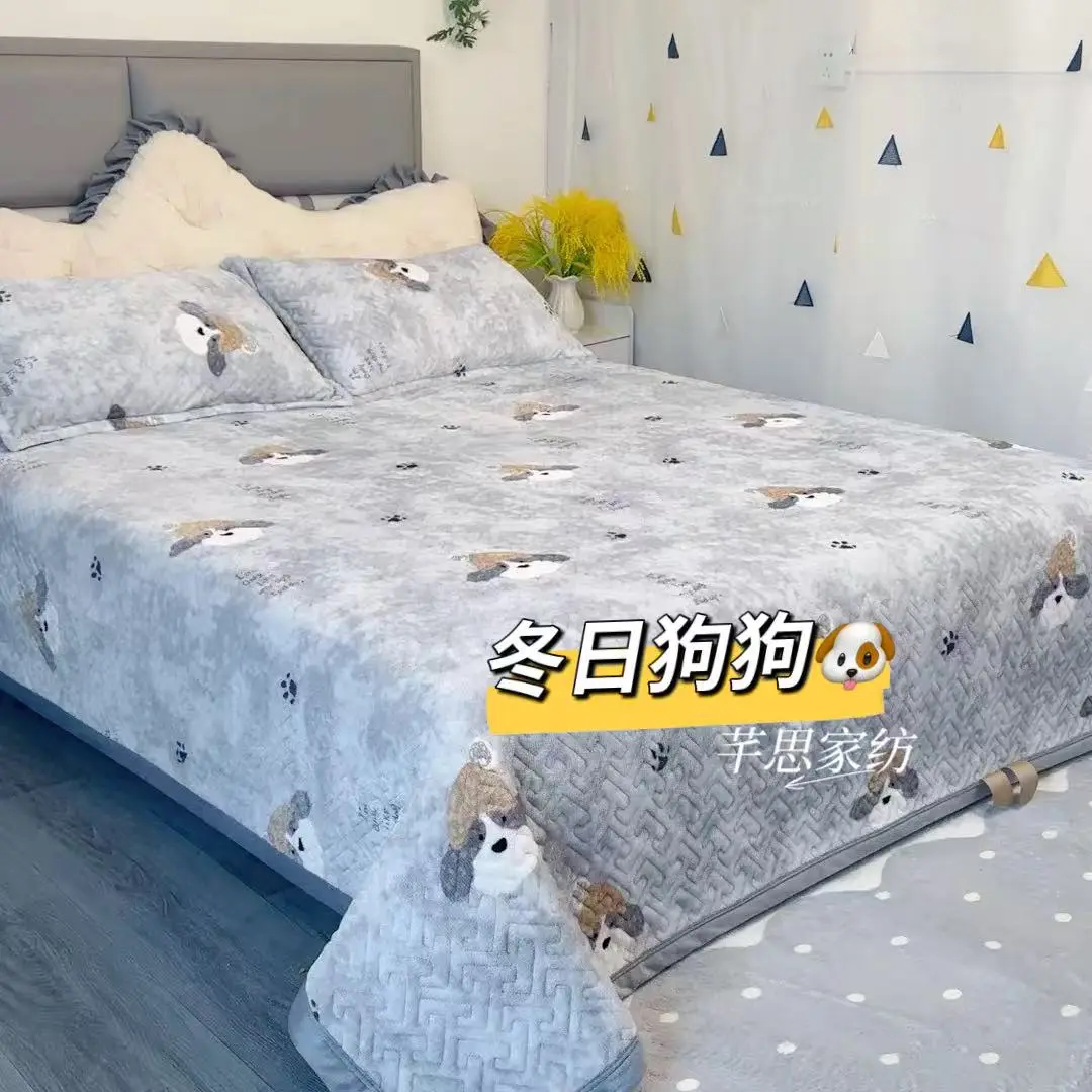 牛奶绒防滑保暖亲肤可机洗床盖