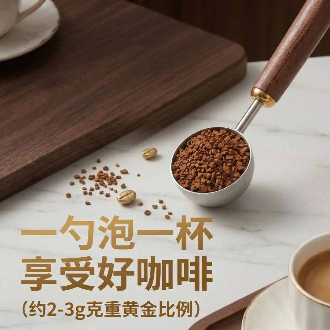 咖啡胡桃木咖啡豆勺子304不锈钢长柄咖啡粉计量专用勺烘焙工具勺