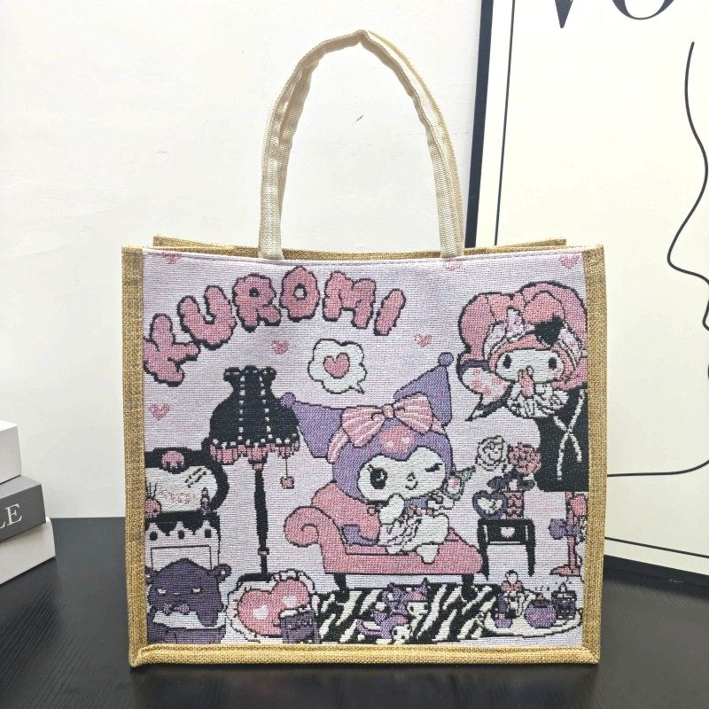 卡通亚麻手提包女时尚大容量购物袋学生补课包手拎袋伴手礼托特包,箱包皮具/热销女包/男包,通用款女包,淘宝优惠券,粉丝福利购,淘宝优惠卷