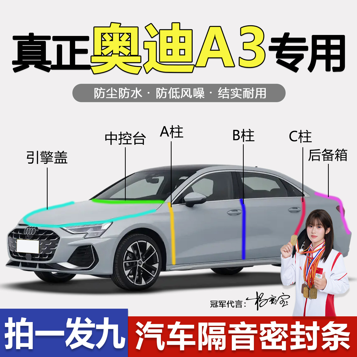 奥迪A3防水防尘降噪静音密封胶条