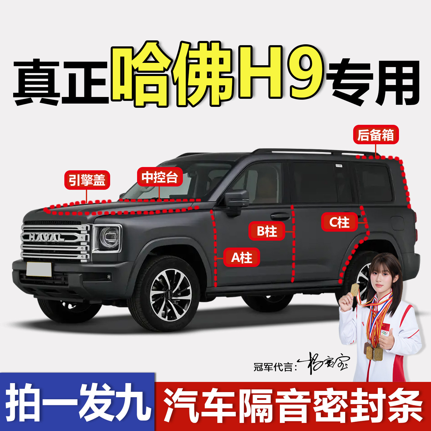 哈弗H9/H6专用汽车门A柱B柱C柱中控台密封条引擎盖后备箱防尘隔音