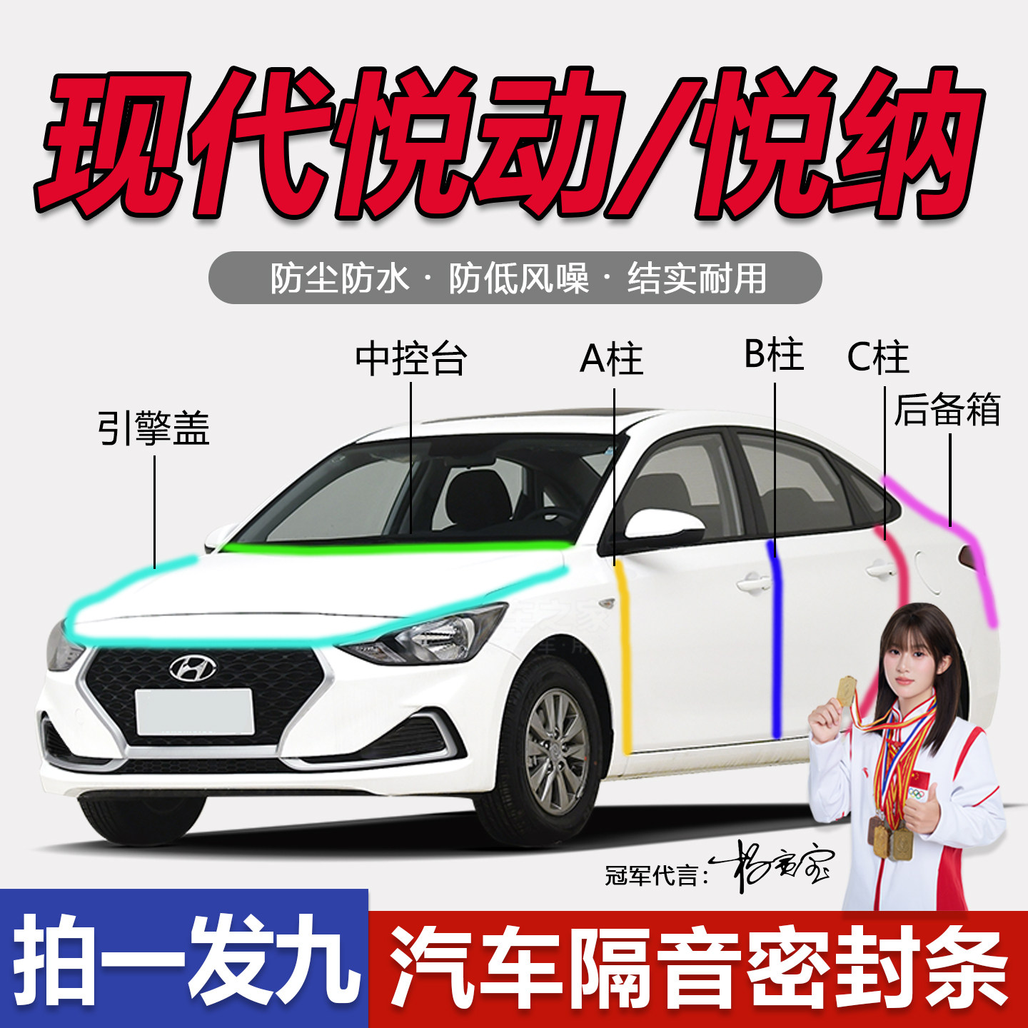 现代悦动/悦纳专用防尘防水胶条