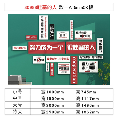 企业文化墙面贴纸画办公司室装饰背景布置团队会议高级感工位氛围