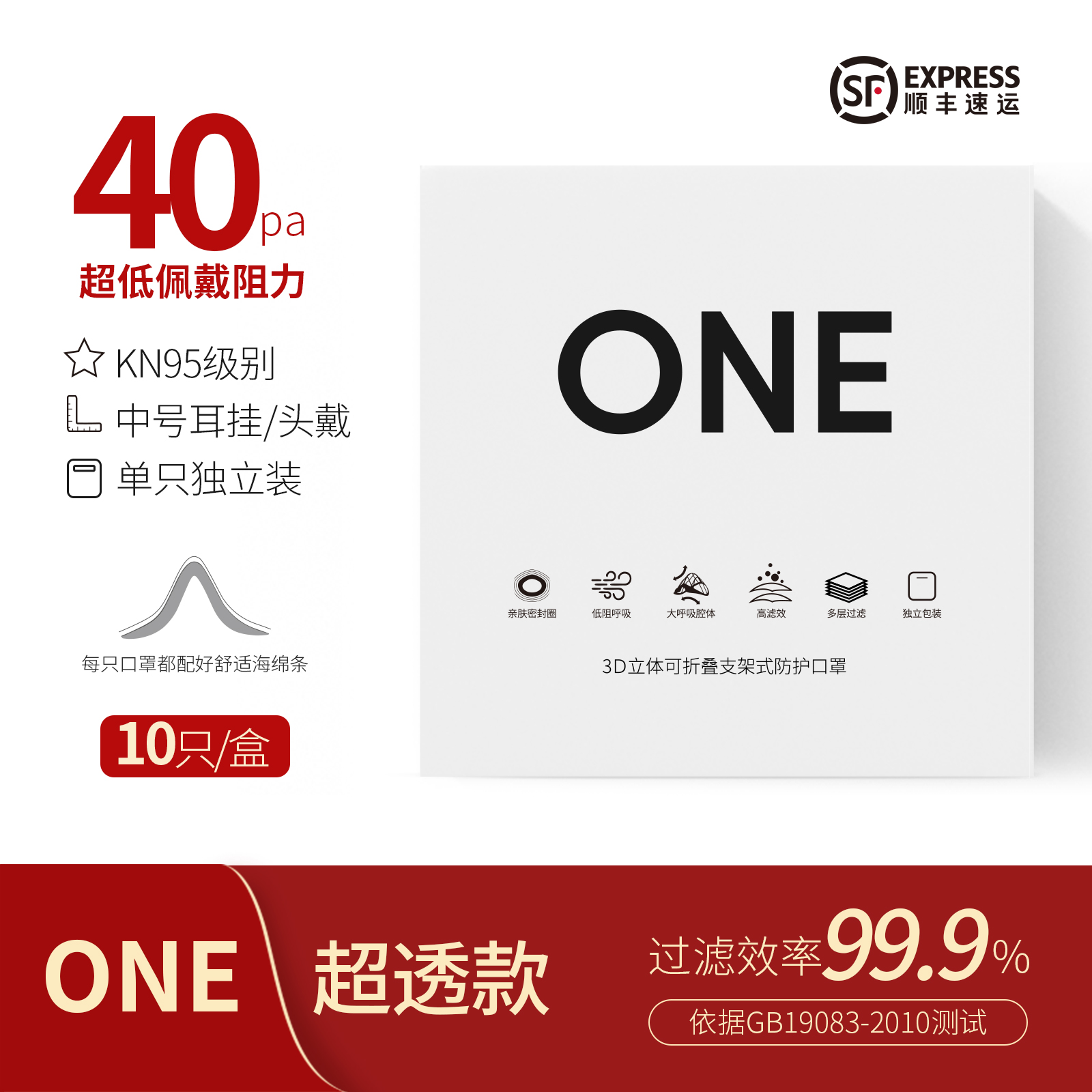 支米超透ONE礼盒KN95级别中号...