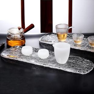 玻璃茶盘小型轻奢现代家用小茶台功夫茶具创意干泡台茶杯托盘 日式