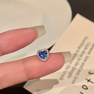 免摘睡觉极小蓝色耳骨钉医用钛钢养耳洞爱心满钻爆闪耳蜗钉耳钉女