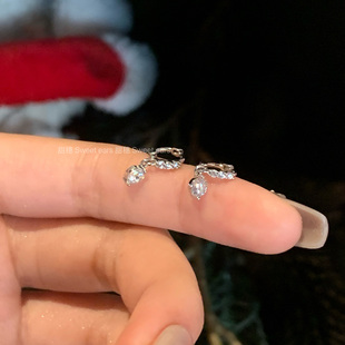 超闪锆石吊坠小耳圈水滴边缘环耳扣医用钛钢养耳洞耳骨钉免摘耳环